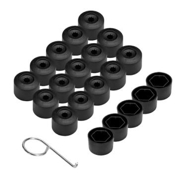 Imagem de MTRPS 20 peças de tampas de porca de roda de carro, tampa de parafuso de roda de 18 mm desmantelar substituição 1K0 601 173, tampa de parafuso de pneu automotivo com ferramenta de remoção para Beetle