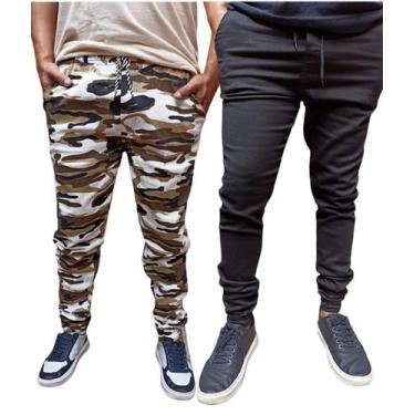 Imagem de Kit 2 calças jogger masculina  com elastano calça em sarja e jeans tud