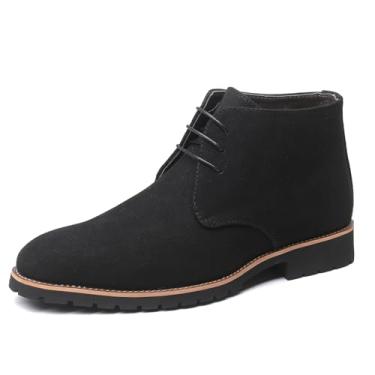 Imagem de Bota masculina de camurça Oxford casual de cano alto Derby de couro sintético, Preto, 37