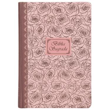 Imagem de Livro - Bíblia Sagrada Católica, Letra Grande, Rosas, Capa dura com lo