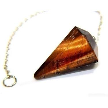 Imagem de Pendulo Facetado Olho de Tigre Pedra Natural Radiestesia - CristaisdeC
