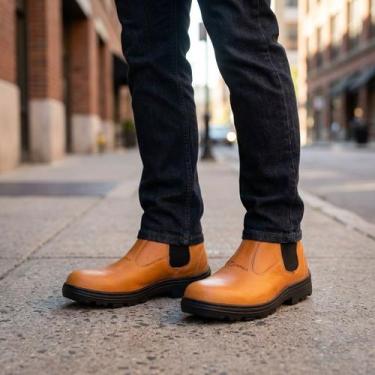 Imagem de Botina de Segurança Masculina em Couro com Solado de Borracha  Biqueir