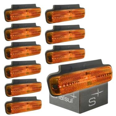 Imagem de Kit 10 Lanternas Lateral Posição Retrorrefletor Com Suporte LED Amarela Sinalsul Caminhão