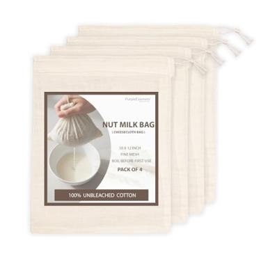 Imagem de PurpleEssences Sacos vazios de especiarias para cozinhar sopa - Sacos de gaze de musselina de algodão natural cru com cordão para chá, ervas, caldo de osso, bebida fria e coar - natural (10, 25 x 30