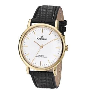 Imagem de Relógio Masculino Dourado Champion Casual Pulseira Preta-Unissex