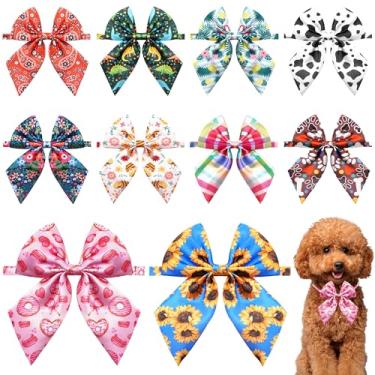Imagem de PET SHOW Pacote com 10 gravatas borboleta pequenas ajustáveis para cães médios, meninos, meninas, gatos, estilos variados, acessórios de pescoço com laço, festa de cachorro, acessórios para cuidados