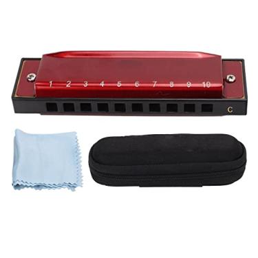 Imagem de Harmônica C Key 10 Buracos Escala Diatônica Órgão Musical Instrumento Musical para Iniciantes (Vermelha)