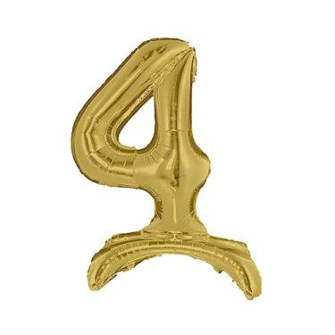 Imagem de Balão gigante dourado metalizado com base para chão 75 cm Números (Clique e Escolha Seu Número) (4)