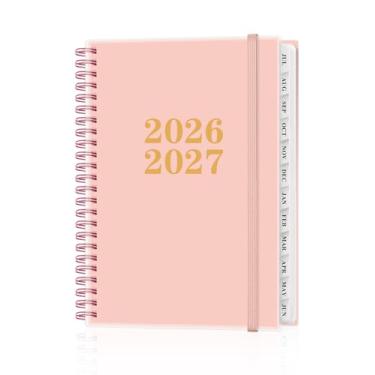 Imagem de Agenda 2026-2027 - Agenda de ano acadêmico de julho de 2026 a junho de 2027, agendas semanais e mensais encadernadas em espiral com abas de 12 meses, bolso interno, 16 cm x 21,6 cm, rosa