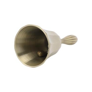 Imagem de SUNGOOYUE Sino de Mão, Sino Decorativo de Metal de Liga de Zinco Com Som Alto e Claro para Casamento, Sala de Aula, Serviço de Jantar de Professor, Evento de Ioga, Celebração de Festa (Ouro Angular)