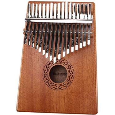 Imagem de Lss9azznmm Piano portátil de 17 teclas de dedo de madeira africana design de presentes fáceis de aprender para crianças e adultos iniciantes O som é claro e brilhante depois de ser comparado com