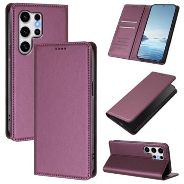Imagem de Capa carteira fina para Samsung Galaxy S26 Ultra com capa flip magnética, compartimentos para cartões e suporte, bloqueio RFID, compatível com carregamento sem fio, capa protetora à prova de choque