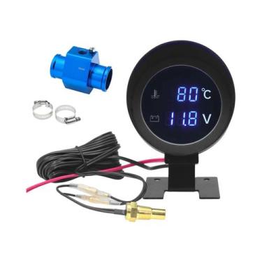Imagem de Medidor Digital De Temperatura De Água LED 12V 24V Redondo Com Sensor 