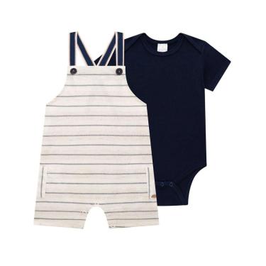 Imagem de Conjunto Bebê Menino Body /Jardineira Listrado Luc.Boo-Masculino