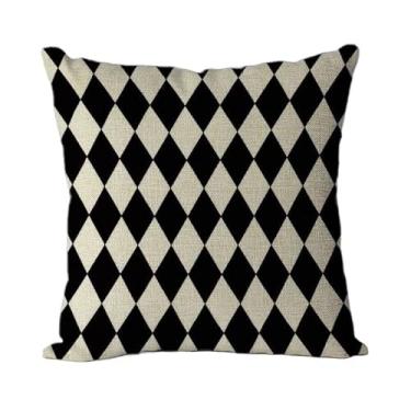 Imagem de Moderno Minimalista Vento Conjunto Geométrico Abstrato Decoração Casa Almofada Almofada Sofá Cama Azul Marinho Quadrado Branco Fronha 2 Peças de Fronha (Como mostrado 45 * 45 cm)