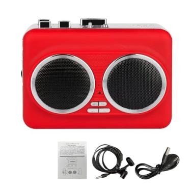 Imagem de Zopsc Leitor de Cassetes Portátil Estéreo de Canal Duplo Com Fita de Unidade USB para Conversor de MP3 e Alto-falante Embutido, Proporcionando Uma Experiência Estéreo (vermelho)