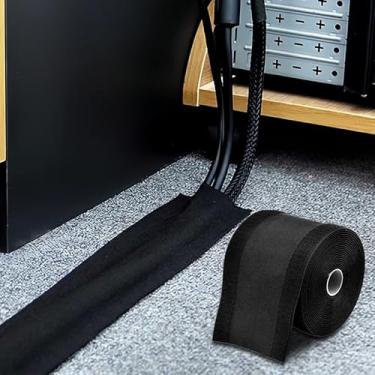 Imagem de Capa de cabo de carpete, 10 cm x 24 cm, protetor de cabo de piso para hider cabo, gerenciamento organizador de fios para escritório em casa, preto