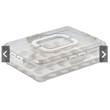 Imagem de Organizador de Geladeira Multiuso com Tampa Hermética – Ideal para Alimentos, Verduras, Frutas e Ovos – Pote Escorredor Transparente, Fácil de Limpar(caixa de ovos)