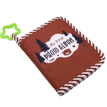 Imagem de OPPWONG Meu Primeiro álbum de Fotos de bebê 4 X 6 Polegadas, Contém 17 Fotos, Livro de Memória de Material Suave Marrom Com Espelho, Perfeito para Recém-nascidos