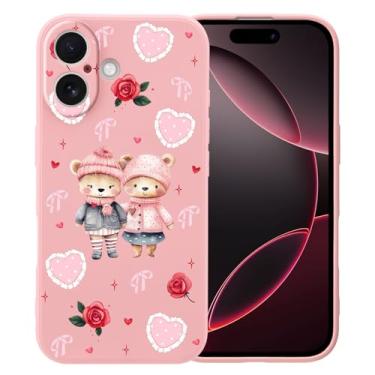 Imagem de MAYCARI Capa fofa com laço de coração de urso para iPhone 15 Pro Max de 6,7 polegadas, compatível com Magsafe, capa de borracha gel macia de silicone líquido de ajuste fino com forro de microfibra à