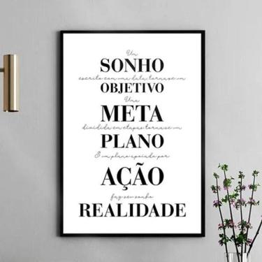 Imagem de Quadro Motivacional Plano Ação Realidade 33X24Cm