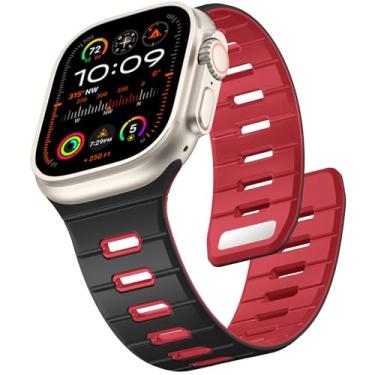 Imagem de Odbeai Pulseira magnética esportiva compatível com Apple Watch Ultra 3 2/Ultra para homens de 49 mm, 46 mm, 45 mm, 44 mm e 42 mm, pulseira de silicone macio para Apple Watch todas as séries 11 10 9-1
