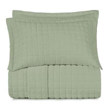 Imagem de Jogo de Colcha Malha Fio Penteado 100% Algodão - Verde Bond - Casal