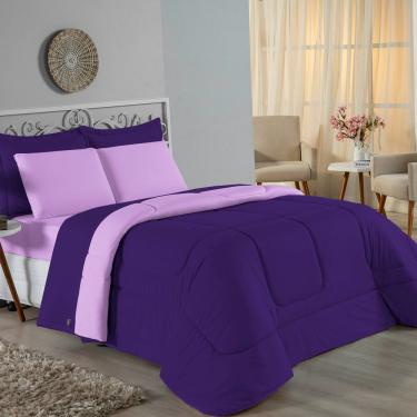 Imagem de Edredom Casal Nobre 1 Peça Dupla Face 2,00m X 2,20m Malha 100% Algodão - Roxo / Lilás
