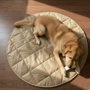 Imagem de Uniklook Trravel Cama de cachorro de couro vegano portátil à prova d'água para carro tapete de acampamento externo acolchoado cama de cachorro tamanho grande (cinza, 119 cm)