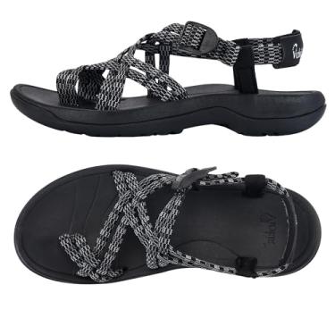 Imagem de Viakix Sandálias de caminhada femininas: sandália esportiva esportiva bonita e confortável para caminhadas ao ar livre na água com suporte de arco para mulheres e mulheres, Preto/preto, 38