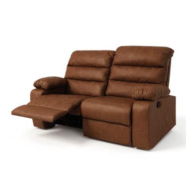 Imagem de Sofá 2 Lugares Reclinável Retrátil 170cm Naaman Sintético PU Marrom K01 - D'Rossi