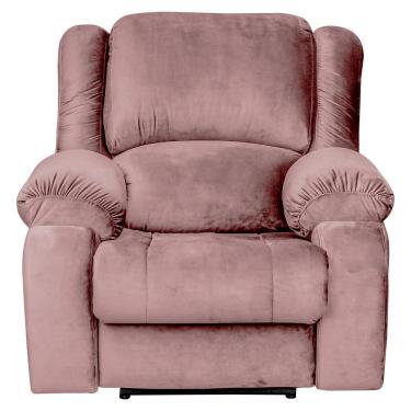 Imagem de Poltrona do Papai Reclinável Elétrica com Massagem e USB Magnum Veludo Rosê - Gran Belo