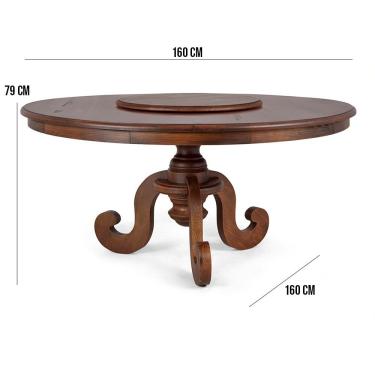 Imagem de Mesa Redonda Sala de Jantar 8 Lugares Mariah 160cm com Prato Giratório Canela - Gran Belo