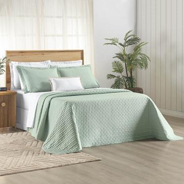 Imagem de Kit Cobre Leito Colcha Marley King Dupla face - Menta