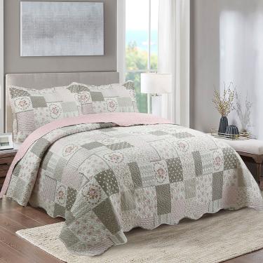 Imagem de Kit Cobre Leito Colcha Queen Boutik Dupla Face - Jane