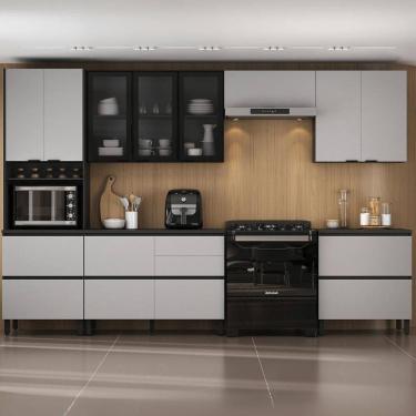 Imagem de Cozinha Completa Itatiaia Lumina 350cm Em Madeira MDF Grafite-fendi