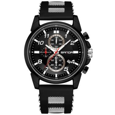 Imagem de Relógios De Pulso Masculino Pulseira Silicone Design Classico Preto