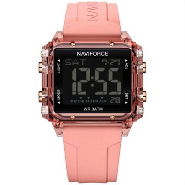 Imagem de Relógio Esportivo Feminino Quadrado Digital Pulseira De Silicone Rosa