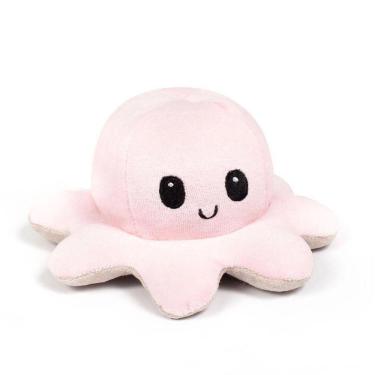 Imagem de Polvo Humor Reversível De Pelúcia Feliz Triste Rosa E Bege