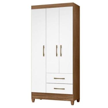 Imagem de Guarda Roupa Solteiro Lima 3 Portas 182x82 cm Moval, Naturale Branco