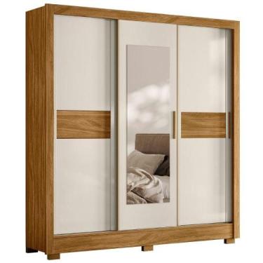 Imagem de Guarda Roupa Casal 3P Espelho 202 cm Bahamas Moval, Freijo Off White
