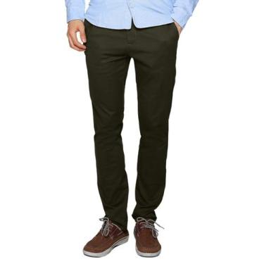Imagem de Calça Slim Tapered Masculina Match 32.8066 Verde Militar com Elastano
