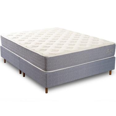 Imagem de Conjunto Cama Box Queen de Molas Soft - 158x198 Kappesberg - Cinza