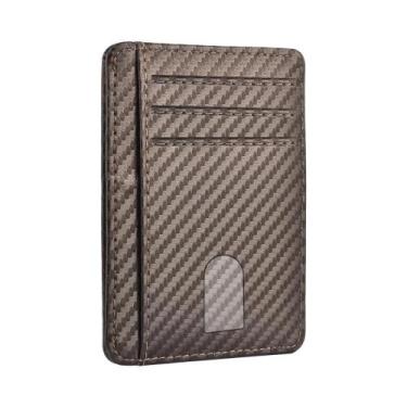 Imagem de Carteira Masculina Slim Minimalista Em Couro PU Com Bloqueio RFID Para