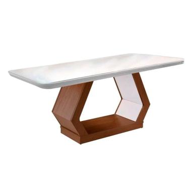 Imagem de Mesa De Sala Jantar Alvorada 180x90cm Imbuia/off White