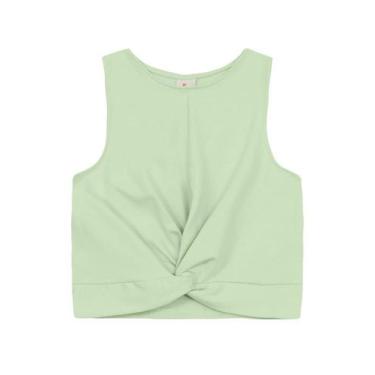 Imagem de Blusa infantil menina em cotton cropped Brandili, Verde, 10