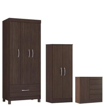 Imagem de Guarda Roupa Solteiro Prince com Multiuso Viena com Cômoda Montevidéu 