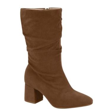 Imagem de Bota Feminina Beira Rio Cano Medio Salto Grosso 9076102 Cor:Camel Camu