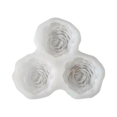 Imagem de Molde De Silicone Flor De Peônia 3 Peças - Kit 3D Mini Rosa Para Sabon
