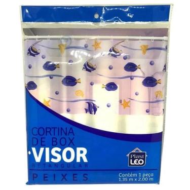 Imagem de Cortina de Box para Banheiro Vinil Com Visor Retangular 1,35x2m Estamp